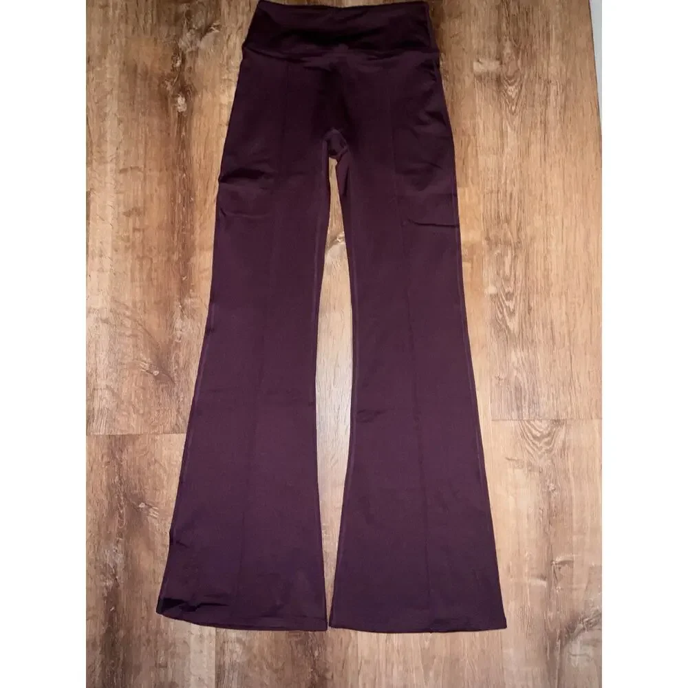 Victoria’s Secret PINK Burgundy Flare LEG Mid Rise Yoga Pant Leggings-SMALL - Picture 7 of 15